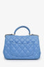 Pre-loved Chanel™ Blue Quilted Lambskin Mini Top Handle Rectangular Flap