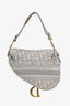Christian Dior 2021 Grey Oblique Embroidery Saddle Bag