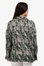 R13 Light Blue Floral Print Shredded Seam Ruffle Button Down Long Sleeve Shirt Size S