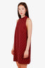 Sandro Burgundy Crystal Embellished Mini Dress Size 40