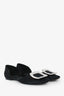 Roger Vivier Black Satin D'Orsay Crystal Embellished Flats Size 36