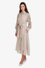 Brunello Cucinelli Beige Silk Linen Layered Sequin Embroidered Button Down Dress Size M