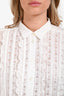 Etro White Lace Tuxedo Lace Ruffle Collared Button Top Size 46