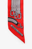 Hermès Red Silk Belt Graphic Twilly