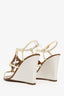 Louis Vuitton Brown/Cream Patent Leather Wedge Sandals Size 36