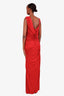 Versace Red Viscose Liquid Jersey Draped Gown Size 52