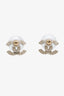 Pre-loved Chanel™ 2016 Gold Plated Faux Pearl Strass CC Stud Earrings