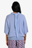 Salvatore Ferragamo Blue Cotton Silk Cowl Neck Top Size L