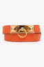 Hermès Orange Leather Rivale Double Tour Bracelet