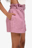 Isabel Marant Etoile Dusty Purple Cotton Linen High Rise Shorts Size 36