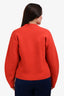 Jil Sander Poppy Red Wool Cashmere Blend Crewneck Sweater Size 40