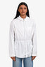 Hermès White Cotton Ruffle Details Drawstring Long Sleeve Over-Shirt Size 36