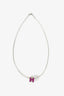 Hermès Silver-Tone/Purple 'Pop H' Cube Pendant Necklace