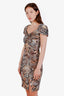 Bluemarine Snake Print Ruched Short Sleeve Midi Dress Size 38