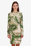 Moschino Couture Green/Cream Wool Money Print Mini Dress Size 10