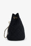 Pre-loved Chanel™ 20A Black Quilted Velvet Crystal Pearl Crush Bucket Bag