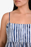 Vince Blue/White Sustainable Silk Nylon Striped Sleeveless Midi Dress Size 12