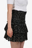 Isabel Marant Étoile Black Printed Cotton Ruffled Mini Skirt Size 38