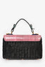 Dolce & Gabbana Black/Pink/Multi Wicker Snake Embossed Lucia Top Handle Bag with Strap