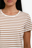 Lafayette 148 White/Beige Striped T-Shirt Size Small