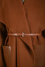 Fabrique Cognac Wool Cashmere Leather Pocket Detail Belted Wrap Coat Size S