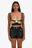 Versace Black Multicolour Silk Lace Details Barocco Femme Bralette Size 38
