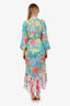 Rococo Sand Blue/Pink Wrap Tie Maxi Dress Size XS