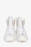 Pre-loved Chanel™ 2023 White Leather Crystal Embellished High Top 'Neige' Sneakers Size 37.5