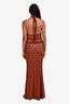 Meshki Brown Lace Halter Top + Maxi Fitted Skirt Set Size S