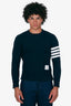 Thom Browne Navy Cotton 4-Bar Crewneck Sweater Size 2 Mens