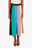 Victoria Beckham Burgundy/Multicolour Striped Knit Midi Skirt Size M