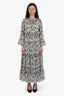 Misa Green/White Patterned Lucinda Ruffled Midi Dress Size S