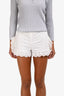 Miu Miu White Cotton Eyelet Mini Shorts Size 38
