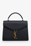 Saint Laurent Black Leather Cassandra YSL Monogram Top Handle Bag with Strap