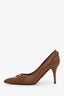 Saint Laurent Brown Leather Front Tie Heels Size 36.5