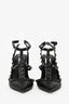 Valentino Black Leather Gunmetal Rock Studs 'Cage 100' Size 40