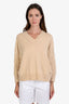 Hermès Beige Cashmere V-Neck Sweater Size 38