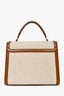 Saint Laurent Cream/Brown Canvas Leather-Trimmed Medium 'Cassandra' Crossbody