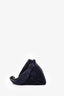 Khaite Blue Suede Logo Lina Clutch