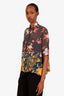 Dries Van Noten Grey Floral Silk Button-Up Top Size 38
