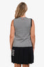 Thom Browne Navy/Grey Knit Sleeveless Midi Dress Size 42