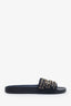 Pre-loved Chanel™ Navy Canvas Gold-Tone CC Chain Slides Size 40