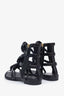 Pre-loved Chanel™ Black Leather Camellia Gladiator Sandals Size 36