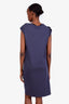 Brunello Cucinelli Navy Cotton Draped Sleeveless Midi Dress Size L