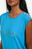 Balmain Blue Logo Muscle Top with Gold Buttons Size 38