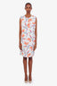 Fendi White Floral Printed Cotton-Blend Midi Shift Dress Size 12