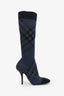 Burberry Blue Check Knitted Sock Boots Size 37.5