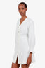 Sandro White Ruffled Button Up Mini Dress Size 34