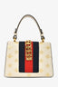 Gucci Cream/Gold Bee Star Print Sylvie Web Bag