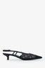 Gucci Black Mesh Crystal Embellished GG Slingback Kitten Heels Size 39.5
